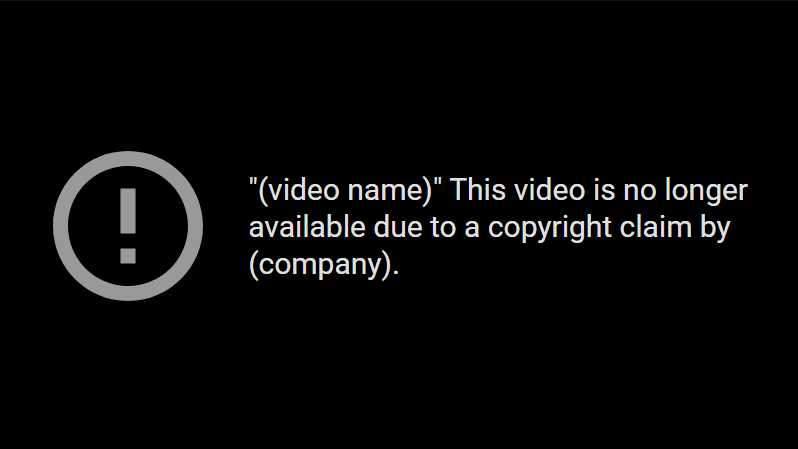 Screenshot of a YouTube video blocked due to copyright infringement.
